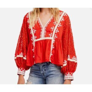 Free People Boogie all Night Bohemian Blouse